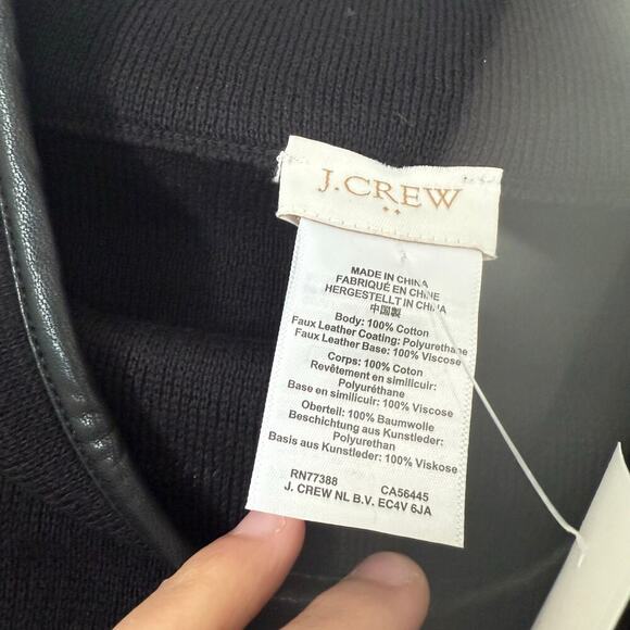 NWT J.Crew Faux Leather Trimmed Poncho Black CA959 Lagenlook Chic Minimalist - Picture 6 of 6